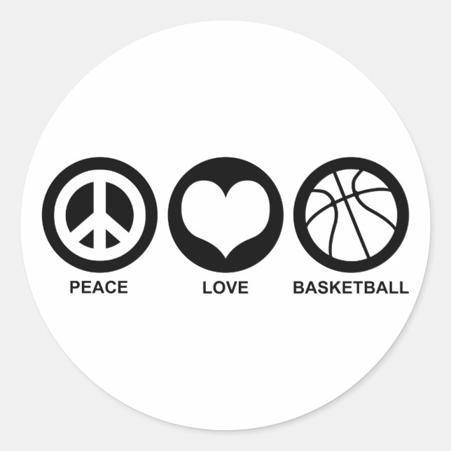 Peace Love Basketball Classic Round Sticker (Front)