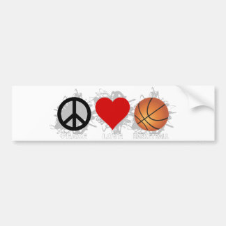 Peace Love Basketball Emblem Bumper Sticker