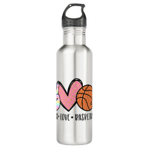 Peace Love Basketball Heart for Women Teens Tween  710 Ml Water Bottle
