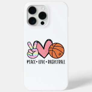 Peace Love Basketball Heart for Women Teens Tween iPhone 15 Pro Max Case