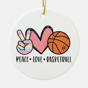 Peace Love Basketball Heart for Women Teens Tween Ceramic Ornament