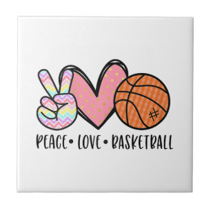 Peace Love Basketball Heart for Women Teens Tween  Ceramic Tile