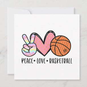 Peace Love Basketball Heart for Women Teens Tween Invitation