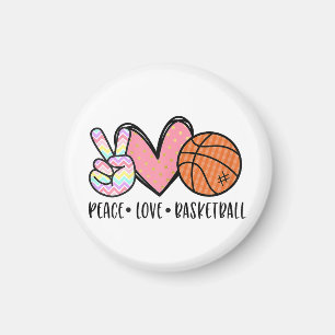 Peace Love Basketball Heart for Women Teens Tween Magnet