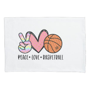 Peace Love Basketball Heart for Women Teens Tween  Pillowcase