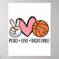 Peace Love Basketball Heart for Women Teens Tween