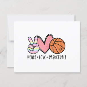 Peace Love Basketball Heart for Women Teens Tween  RSVP Card