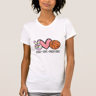 Peace Love Basketball Heart for Women Teens Tween  T-Shirt
