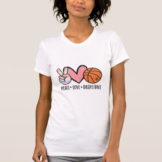 Peace Love Basketball Heart for Women Teens Tween  T-Shirt (Front)