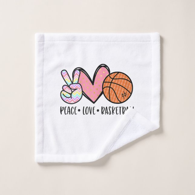 Peace Love Basketball Heart for Women Teens Tween  Wash Cloth (Wash Cloth)