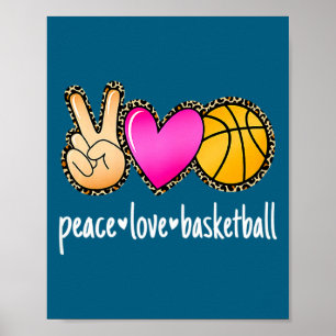 Peace love basketball leopard print girls women ba