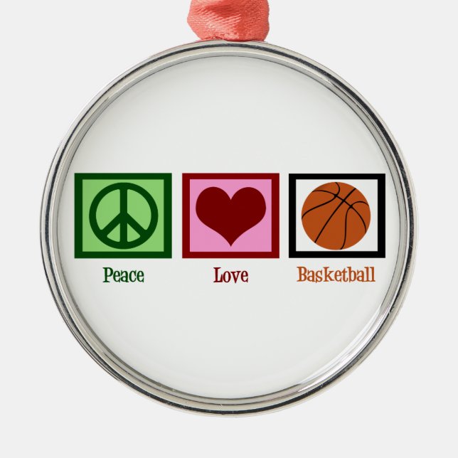 Peace Love Basketball Metal Ornament (Front)
