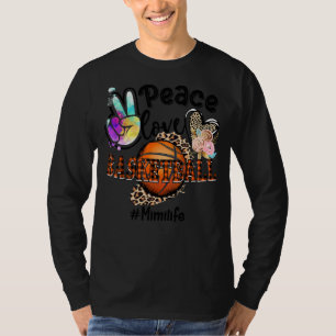 Peace Love Basketball Mimi Life Mum Grandma Leopar T-Shirt