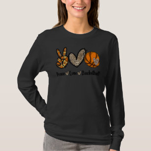 Peace Love Basketball Mum Leopard Print Cheetah Pa T-Shirt