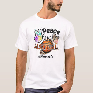Peace Love Basketball Nonna Life Mum Grandma Leopa T-Shirt