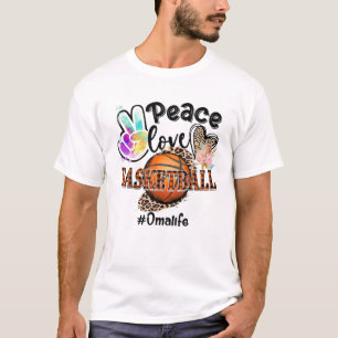 Peace Love Basketball Oma Life Mum Grandma Leopard T-Shirt
