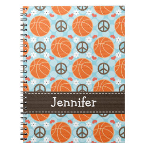 Peace Love Basketball Spiral Notebook Journal