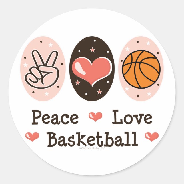Peace Love Basketball Stickers (Front)
