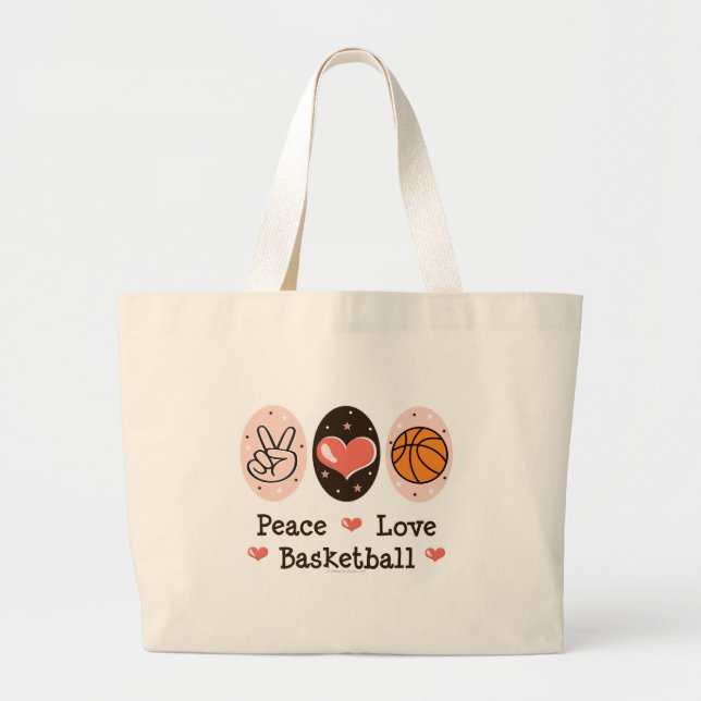 Peace Love Basketball Tote Bag (Front)