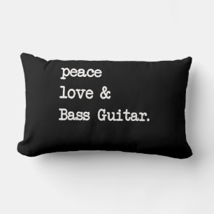 Peace Love & Bass Guitar Musician Guitaris Lumbar Cushion