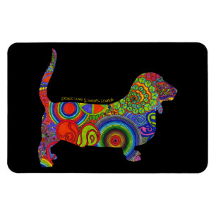 "Peace Love & Basset Hounds" Pop Art Magnet