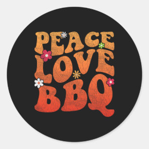 Peace Love Bbq Grillmaster Women Grilling Bbq Meat Classic Round Sticker