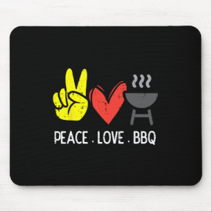 Peace Love Bbq Retro Byrbecue Meat Grilling Men Wo Mouse Pad