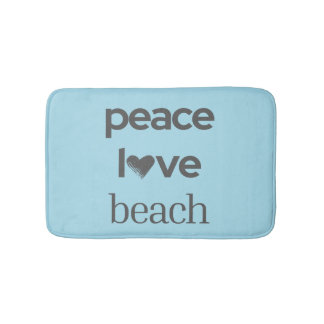 Peace Love Beach -Blue Coastal Life Bathroom Decor Bath Mat