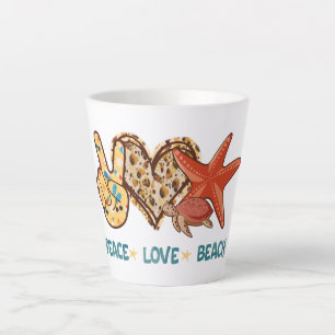 Peace, Love, Beach Hand-Peace, Heart, Turtle Latte Mug