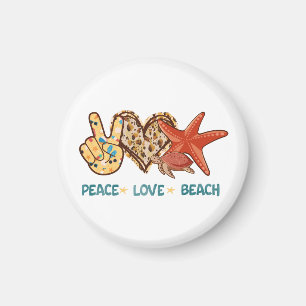 Peace, Love, Beach Hand-Peace, Heart, Turtle Magnet