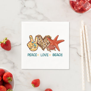 Peace, Love, Beach   Hand-Peace, Heart, Turtle Napkin