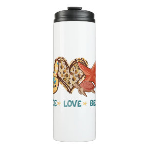 Peace, Love, Beach   Summer Vibes   Vintage Thermal Tumbler