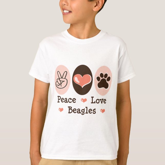Peace Love Beagles Kids T shirt (Front)