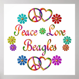 PEACE LOVE BEAGLES POSTER