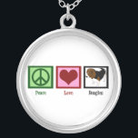 Peace Love Beagles Silver Plated Necklace<br><div class="desc">A peace sign,  heart,  and a cute beagle. I love this pretty dog gift for beagle owners.</div>