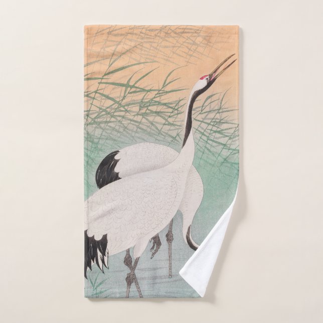 Peace, Love & Beauty - Ohara Koson's Cranes Hand Towel (Hand Towel)