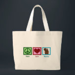 Peace Love Beavers Large Tote Bag<br><div class="desc">A peace sign,  heart,  and a cute beaver on a pretty Peace Love Beavers gift.</div>