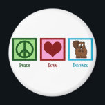 Peace Love Beavers Magnet<br><div class="desc">A peace sign,  heart,  and a cute beaver on a pretty Peace Love Beavers gift.</div>