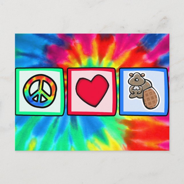 Peace, Love, Beavers Postcard (Front)