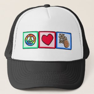 Peace, Love, Beavers Trucker Hat