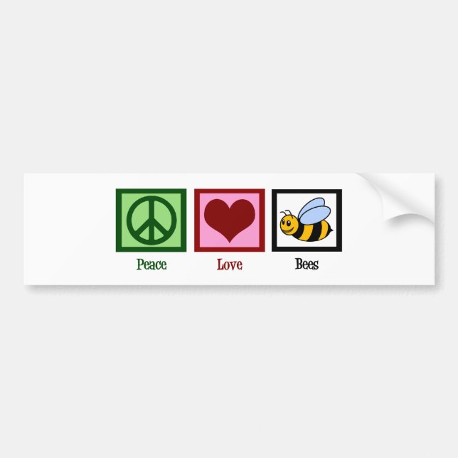 Peace Love Bees Bumper Sticker (Front)