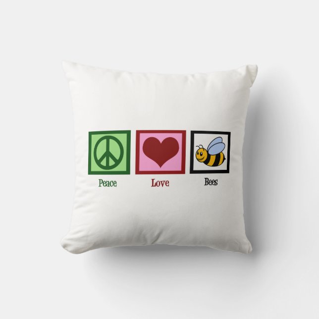 Peace Love Bees Cushion (Front)