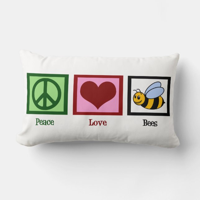 Peace Love Bees Lumbar Cushion (Front)
