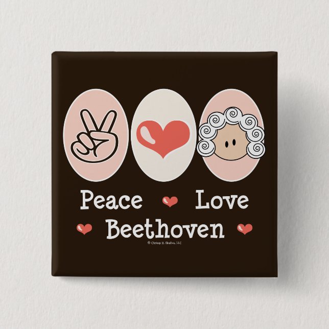 Peace Love Beethoven Button (Front)