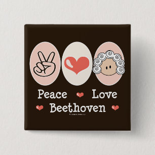 Peace Love Beethoven Button