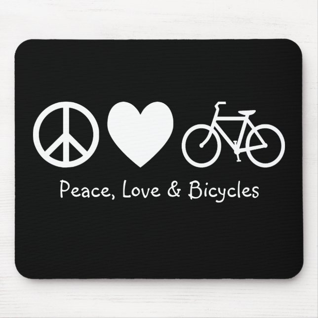 Peace, Love & Bicycles Mousepad (Front)