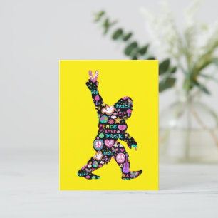 Peace Love Bigfoot Hippie Funny Bigfoot Lover    Invitation Postcard