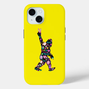 Peace Love Bigfoot Hippie Funny Bigfoot Lover iPhone 15 Case