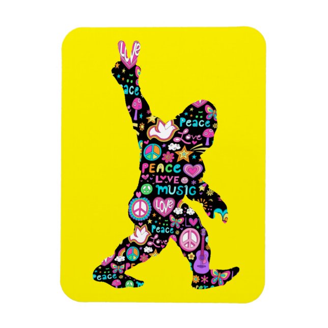 Peace Love Bigfoot Hippie Funny Bigfoot Lover    Magnet (Vertical)