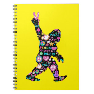 Peace Love Bigfoot Hippie Funny Bigfoot Lover Notebook